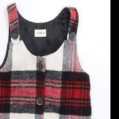 F&F Girls Multicoloured Check  Pinafore/Dungaree Dress  Size 12-18 Months