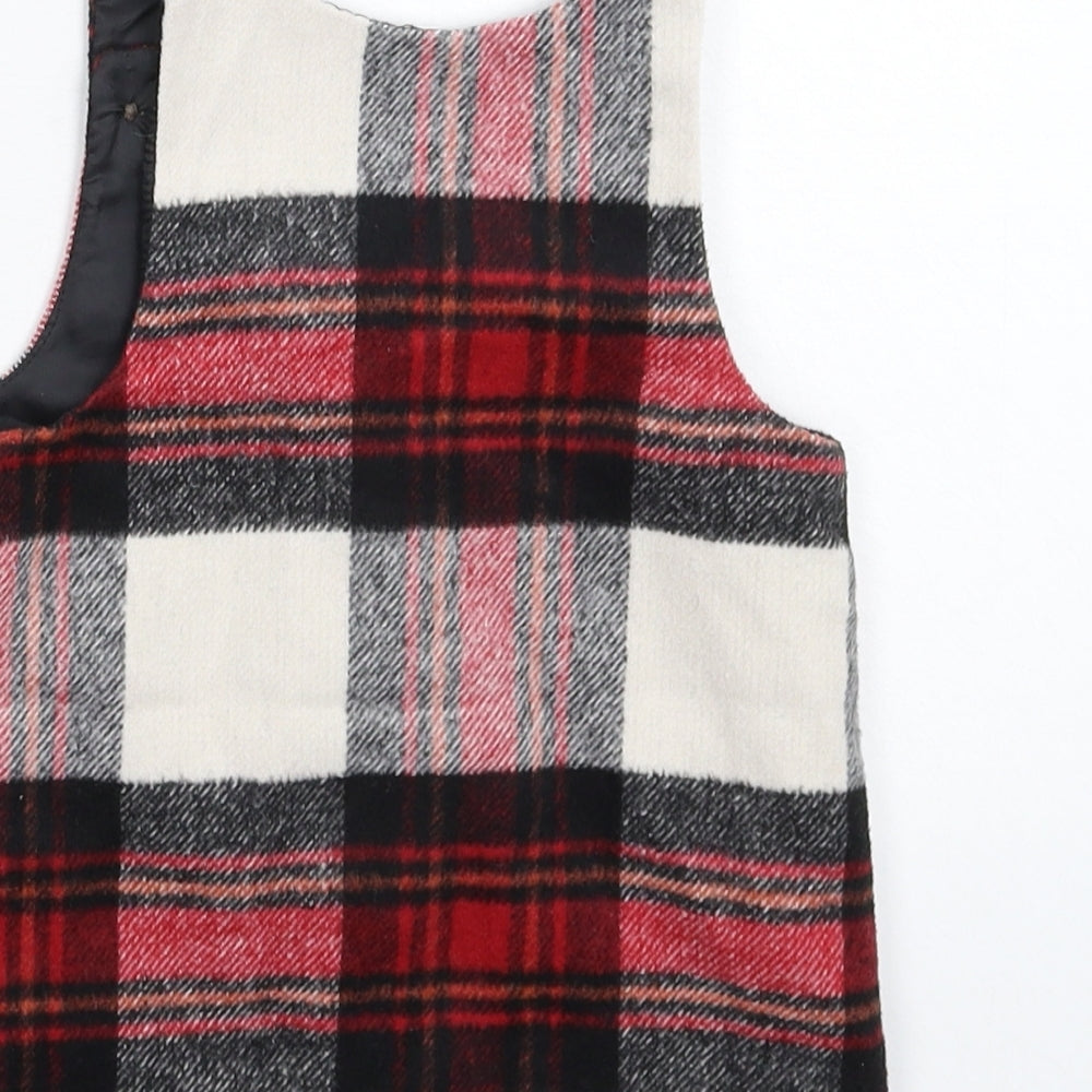 F&F Girls Multicoloured Check  Pinafore/Dungaree Dress  Size 12-18 Months