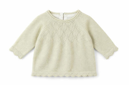 Front view of Merc girls’ gold knit jumper, size 0-3, months