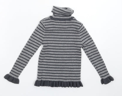 Primark Girls Grey Striped Knit Pullover Jumper Size 5-6 Years