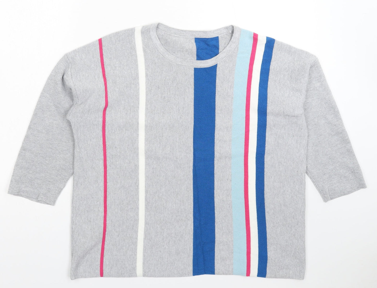 TU Womens Grey Striped Knit Pullover Jumper Size 16