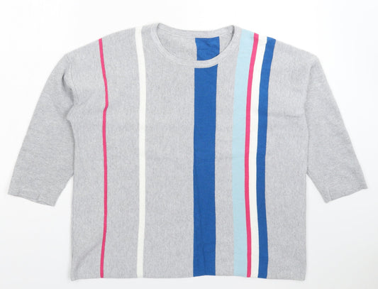TU Womens Grey Striped Knit Pullover Jumper Size 16