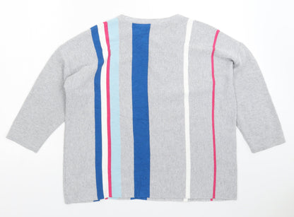 TU Womens Grey Striped Knit Pullover Jumper Size 16