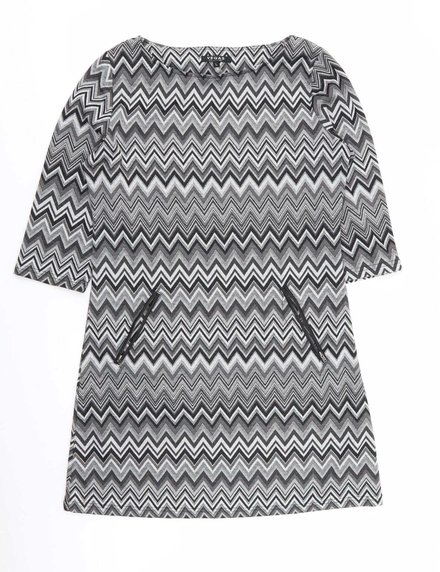 vegas Womens Multicoloured Geometric  Fit & Flare  Size L