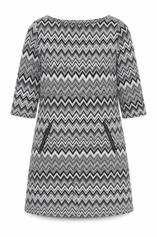 Front view of vegas women’s multicoloured geometric fit & flare, size L