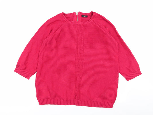 Womens UK Size 18 M&Co Red Pullover Jumper