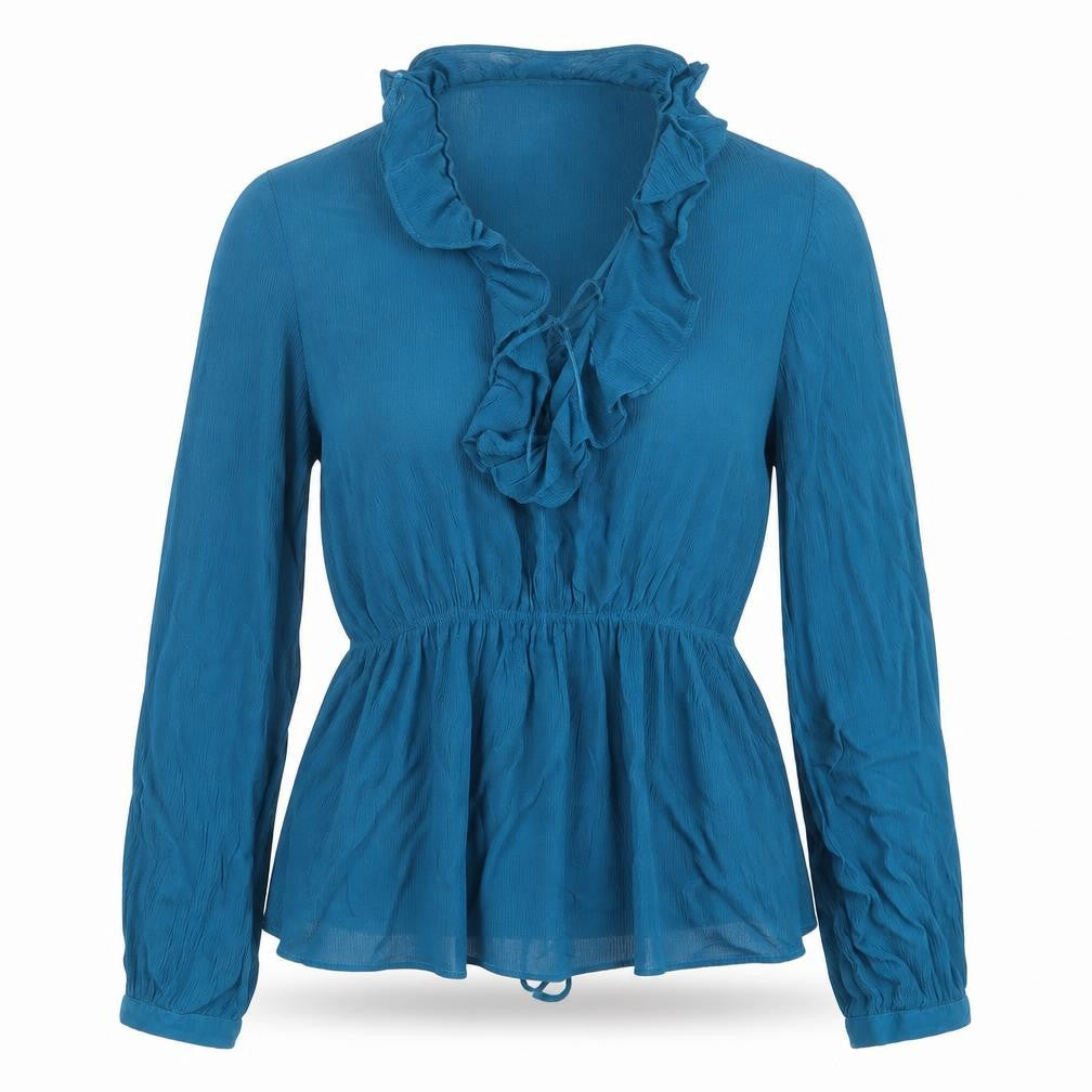 Womens UK Size 10 Gallery Blue Basic Blouse