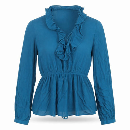 Womens UK Size 10 Gallery Blue Basic Blouse