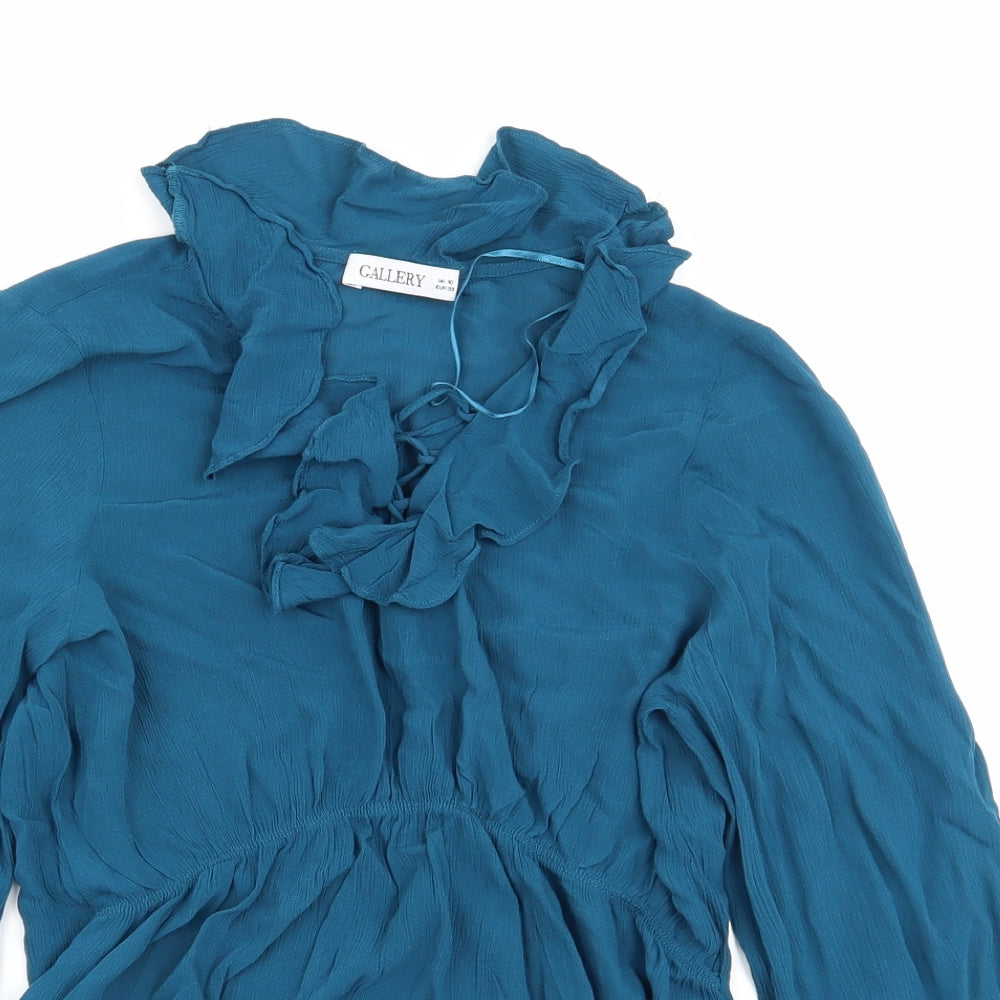 Womens UK Size 10 Gallery Blue Basic Blouse