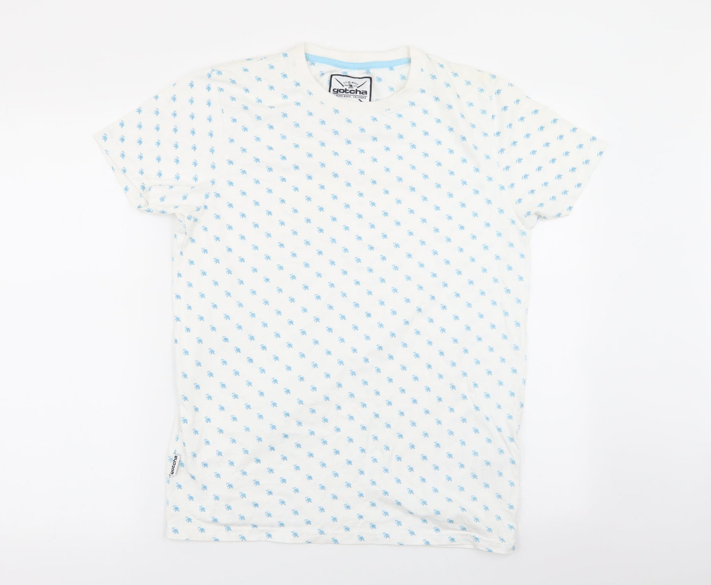 Gotcha Womens White Geometric  Basic T-Shirt Size M