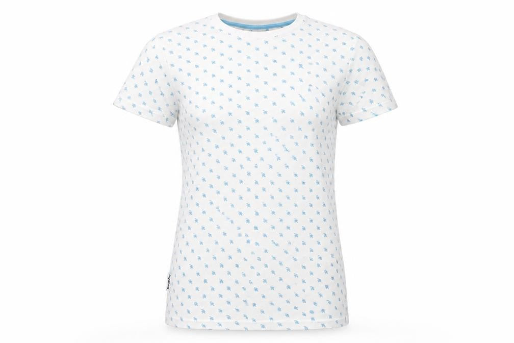 Front view of Gotcha women’s white geometric basic t-shirt, size M