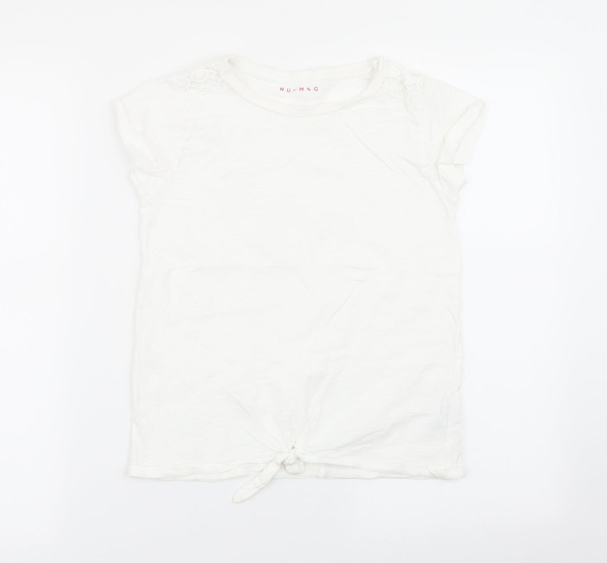 Additional front view of Nutmeg girls’ white basic t-shirt, size 10-11, years