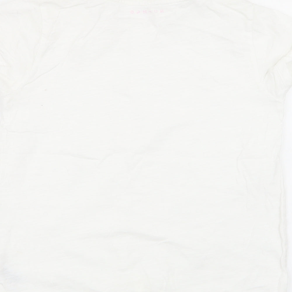 Brand and care label for Nutmeg girls’ white basic t-shirt, size 10-11, years