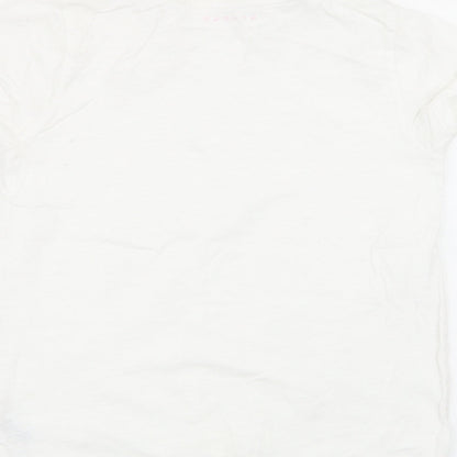 Brand and care label for Nutmeg girls’ white basic t-shirt, size 10-11, years