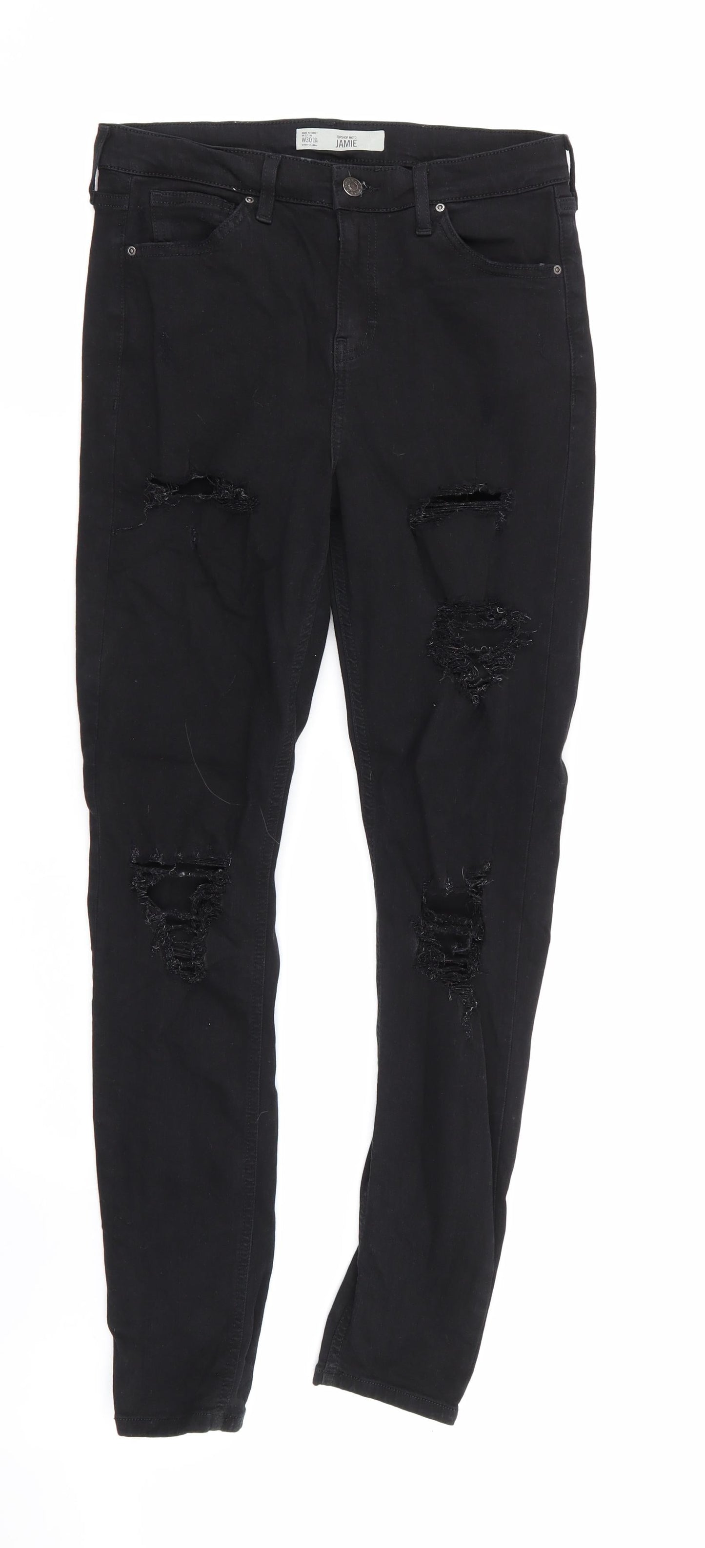 Topshop Womens Black   Skinny Jeans Size 30 in L24 in - RIPPED JEANS