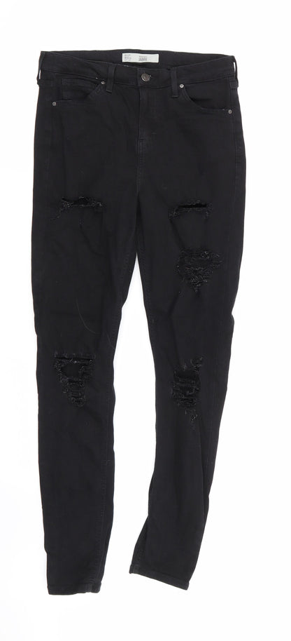 Topshop Womens Black   Skinny Jeans Size 30 in L24 in - RIPPED JEANS