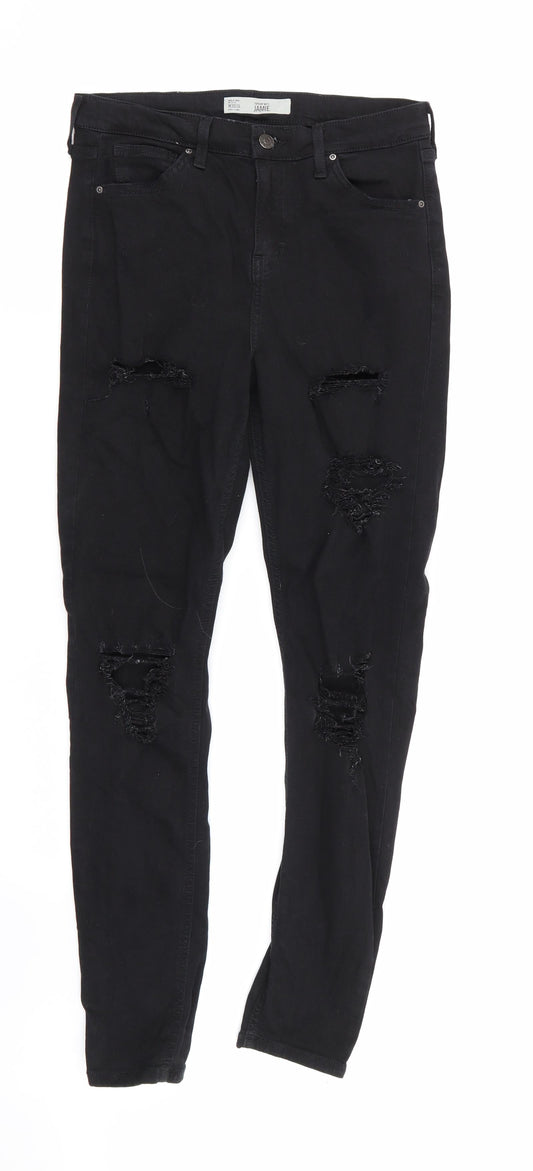 Topshop Womens Black   Skinny Jeans Size 30 in L24 in - RIPPED JEANS