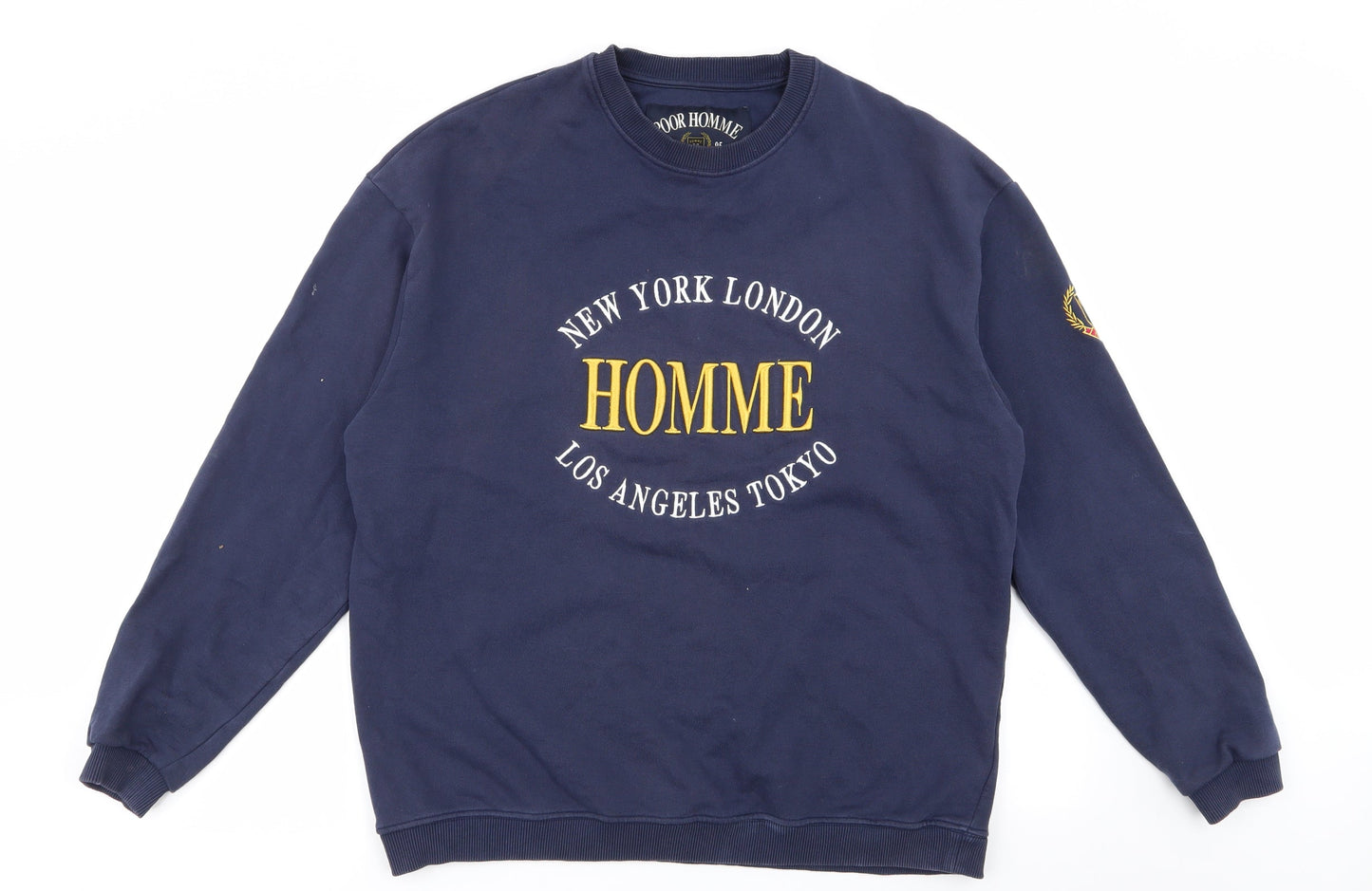 poor homme Mens Blue   Pullover Jumper Size L