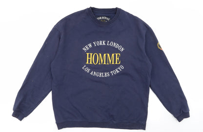 poor homme Mens Blue   Pullover Jumper Size L
