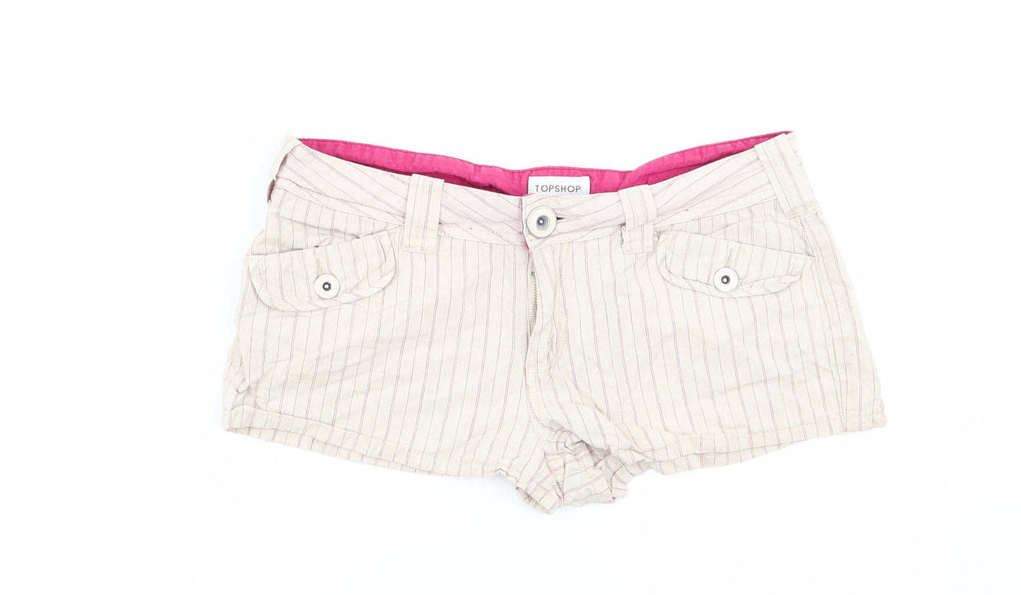 Topshop Womens Multicoloured Striped  Hot Pants Shorts Size 14