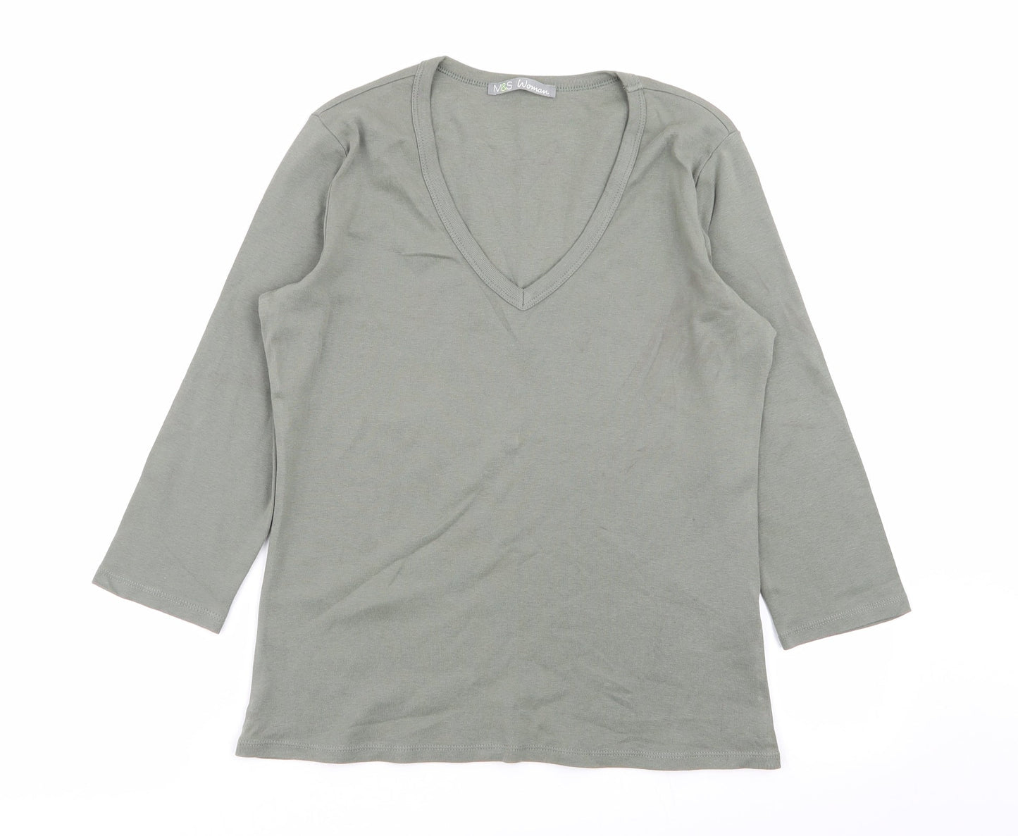 M&S Womens Green   Basic T-Shirt Size 14