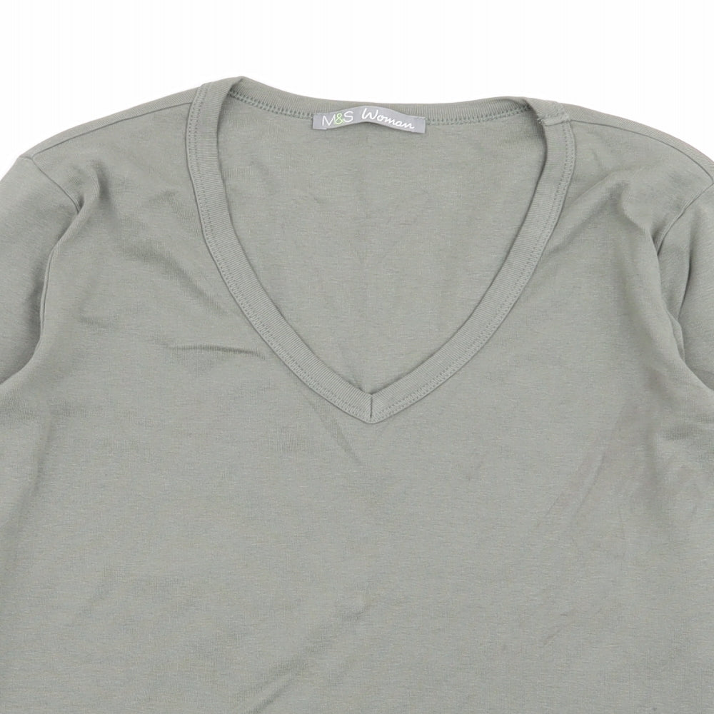 M&S Womens Green   Basic T-Shirt Size 14