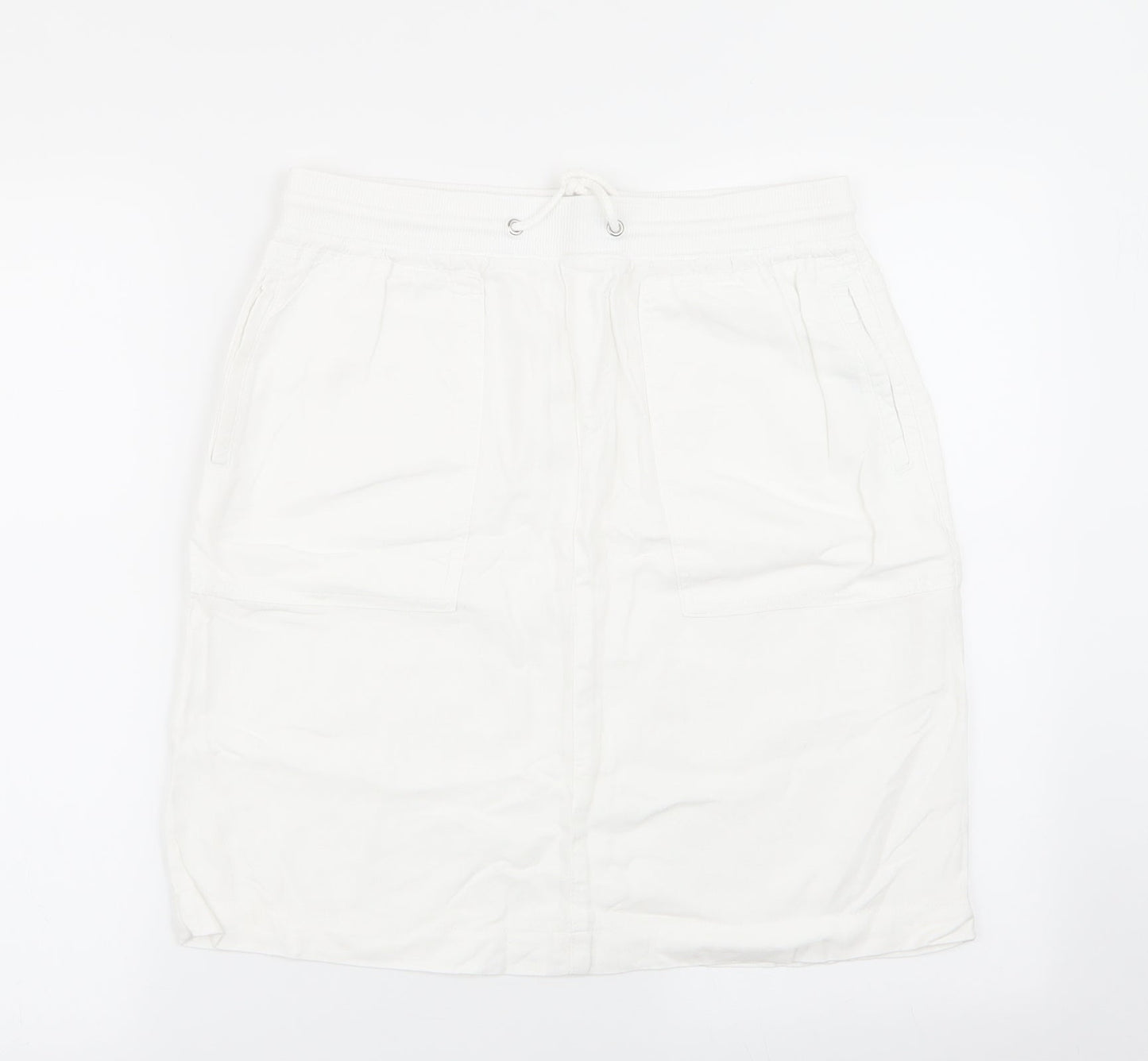 M&S Womens White   Flare Skirt Size 10  - Stretch waistband