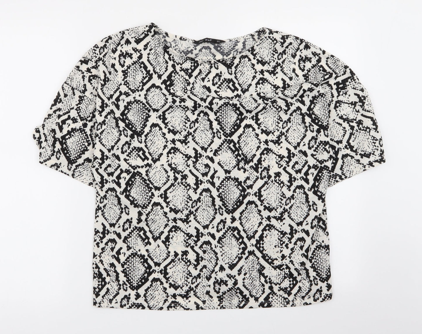 F&F Womens Multicoloured Geometric  Basic T-Shirt Size 10