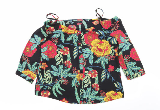 Papaya Womens Black Floral  Basic Blouse Size 12