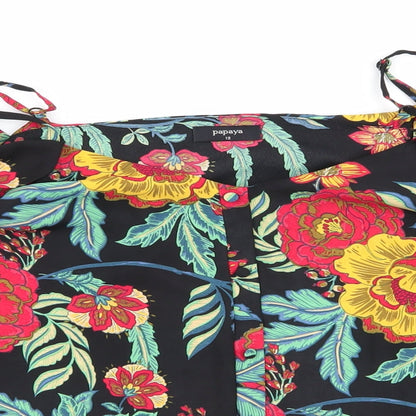 Papaya Womens Black Floral  Basic Blouse Size 12