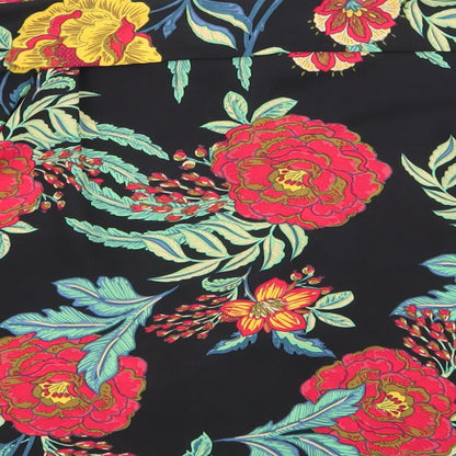 Papaya Womens Black Floral  Basic Blouse Size 12