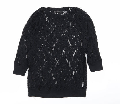 Topshop Womens Black Floral  Pullover Jumper Size 10