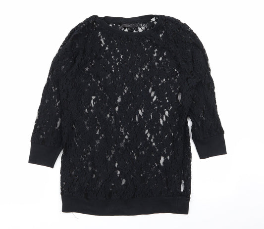 Topshop Womens Black Floral  Pullover Jumper Size 10