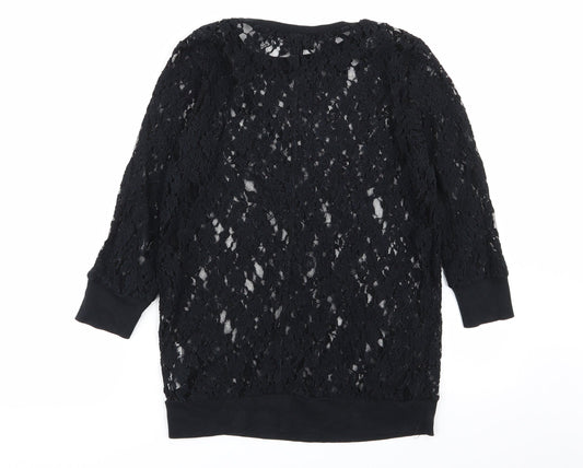 Topshop Womens Black Floral  Pullover Jumper Size 10