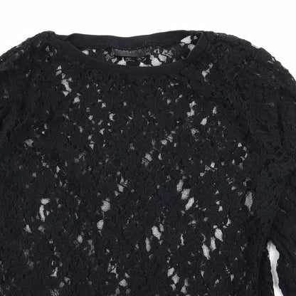 Topshop Womens Black Floral  Pullover Jumper Size 10