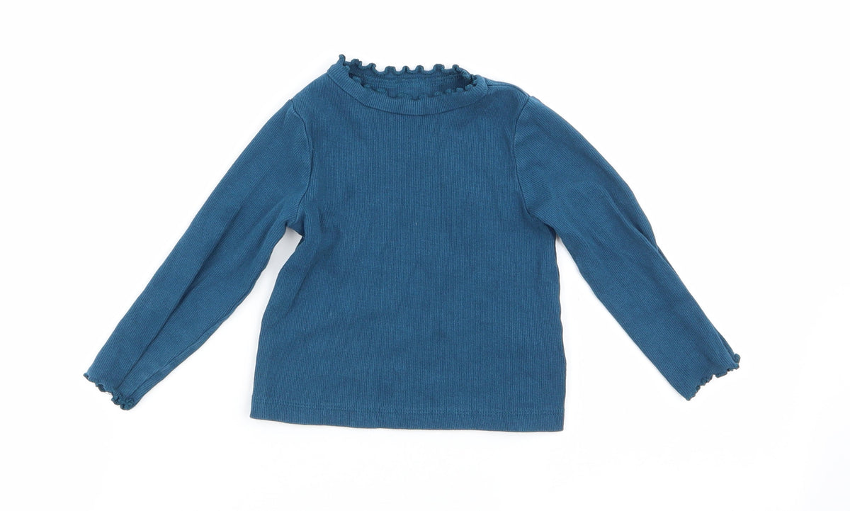 Additional front view of John Lewis girls’ blue basic t-shirt, size 2, years