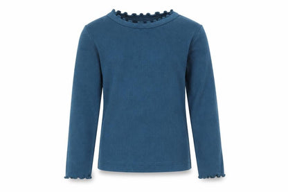 Front view of John Lewis girls’ blue basic t-shirt, size 2, years