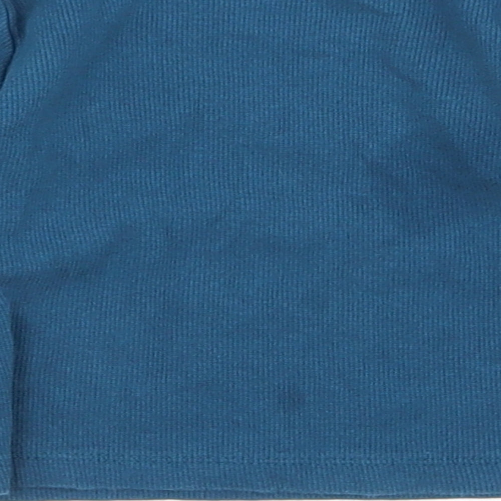 Brand and care label for John Lewis girls’ blue basic t-shirt, size 2, years