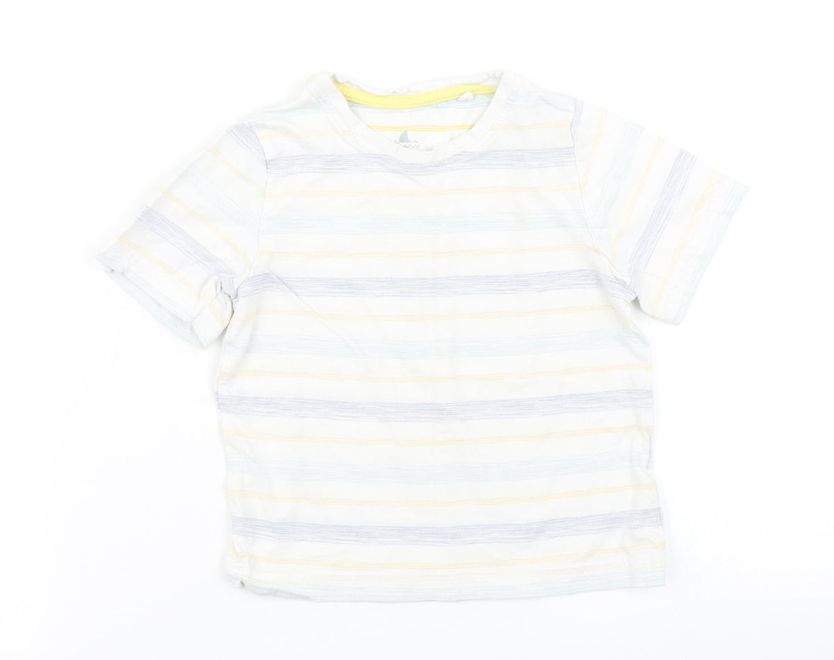Additional front view of Lupilu boys’ white striped basic t-shirt, size 2-3, years