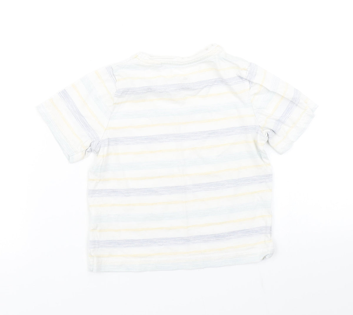 Back view of Lupilu boys’ white striped basic t-shirt, size 2-3, years