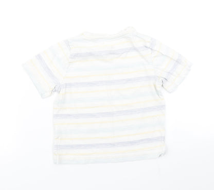 Back view of Lupilu boys’ white striped basic t-shirt, size 2-3, years