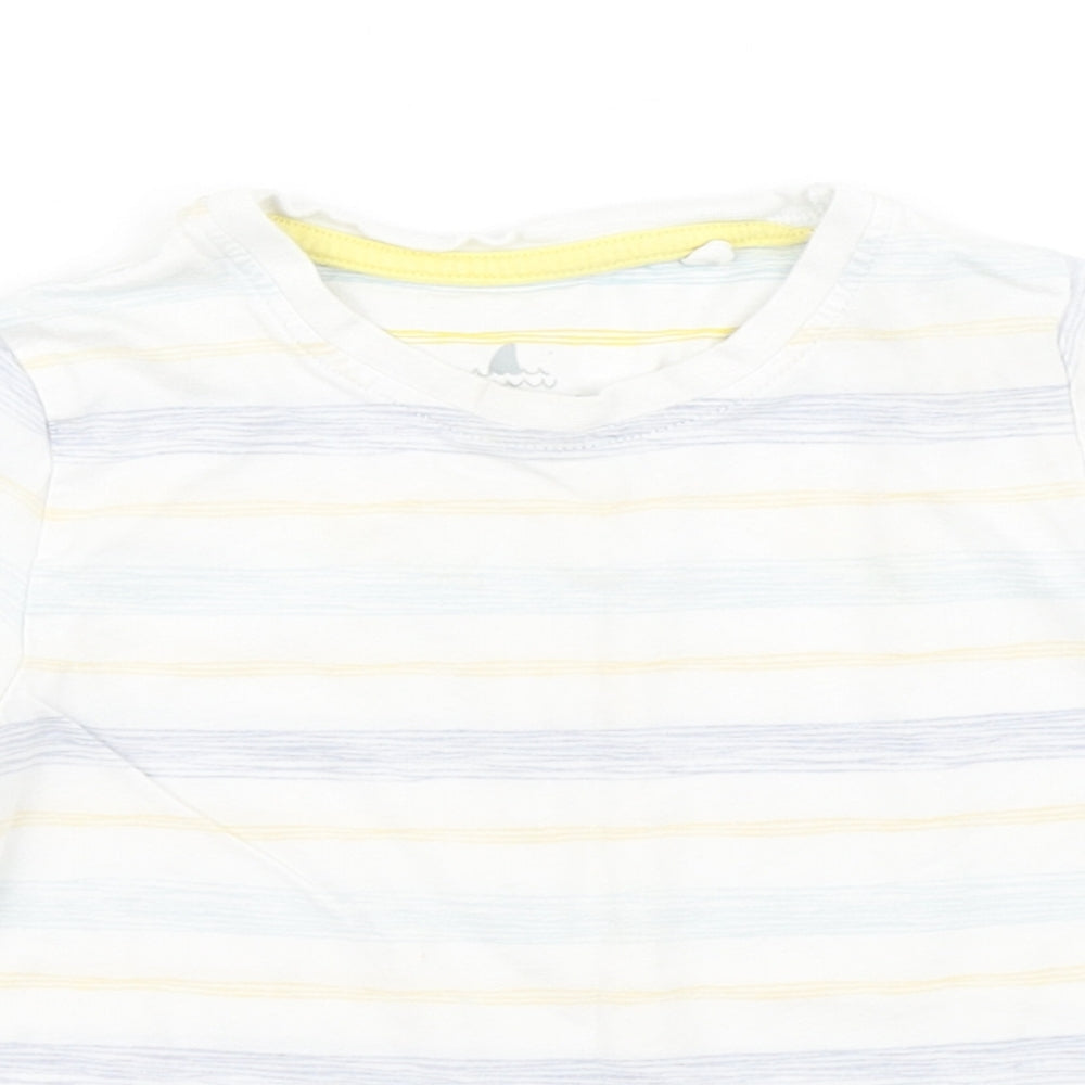 Close-up detail of Lupilu boys’ white striped basic t-shirt, size 2-3, years