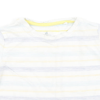 Close-up detail of Lupilu boys’ white striped basic t-shirt, size 2-3, years