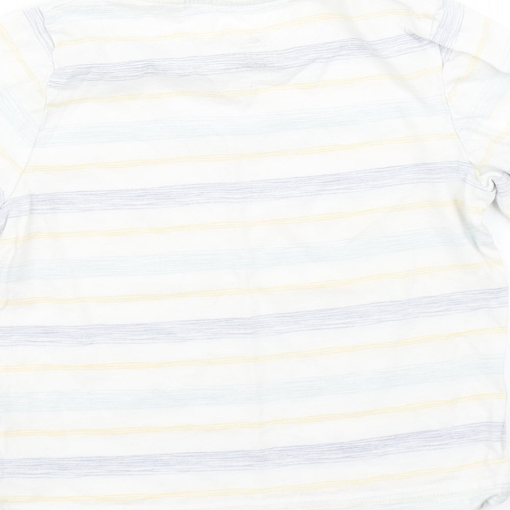 Brand and care label for Lupilu boys’ white striped basic t-shirt, size 2-3, years