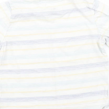 Brand and care label for Lupilu boys’ white striped basic t-shirt, size 2-3, years