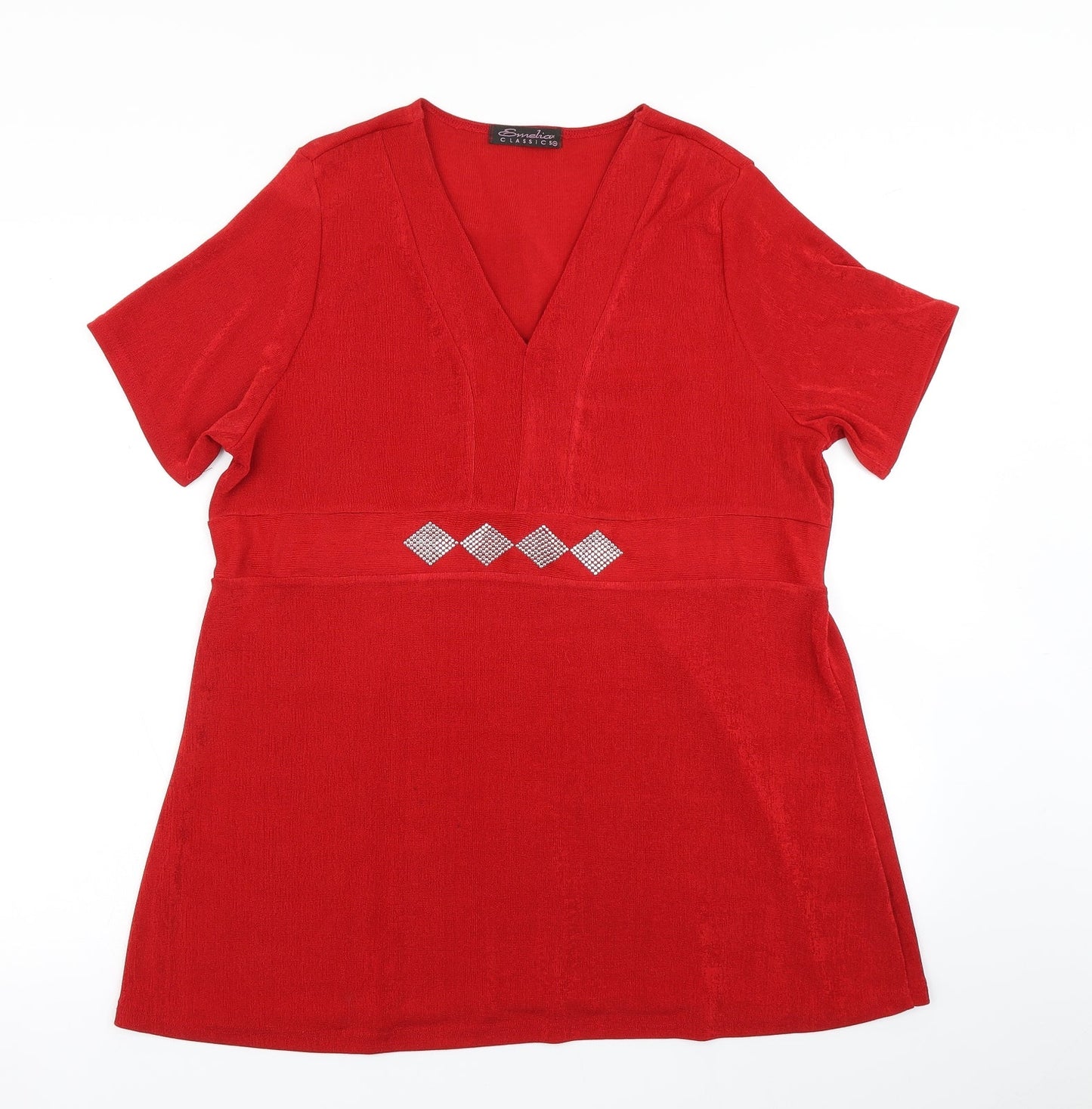 Emilia Classics Womens Red   Basic T-Shirt Size XL