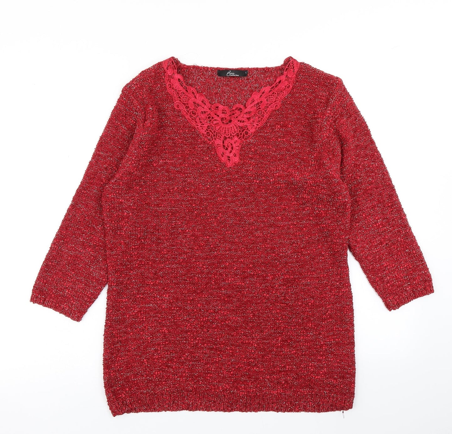 Womens UK Size L BM Red Pullover Jumper