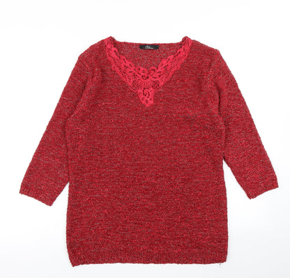 Womens UK Size L BM Red Pullover Jumper