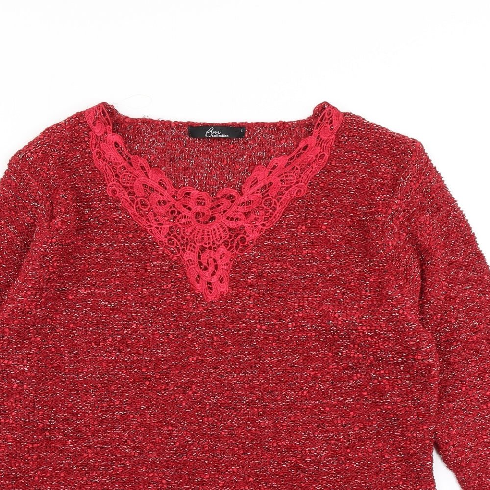 Womens UK Size L BM Red Pullover Jumper