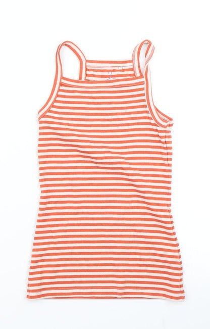 NEXT Girls Orange Striped  Basic Tank Size 9 Years